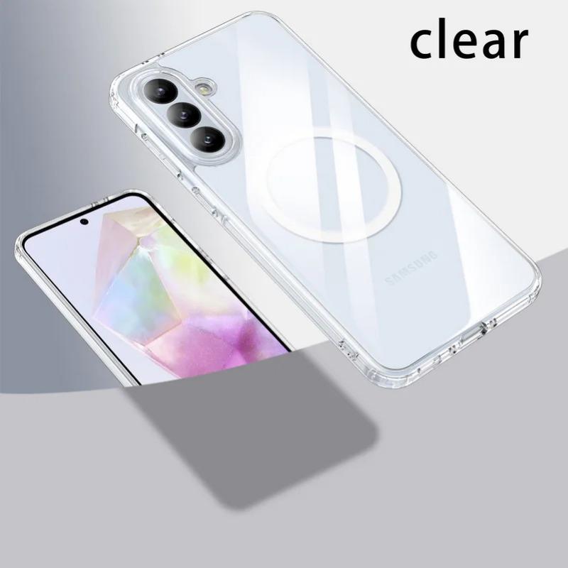 

Противоударный акриловый чехол Magsafe для Samsung A36 A16 A06, матовый прозрачный чехол для беспроводной зарядки для Galaxy A15 A16 A36, корпус без желтизны For Galaxy A16 белый