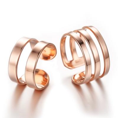 Temperament Female Couple Ring, Silver-plated Fashionable Rose Gold Men's and Women's Rings
