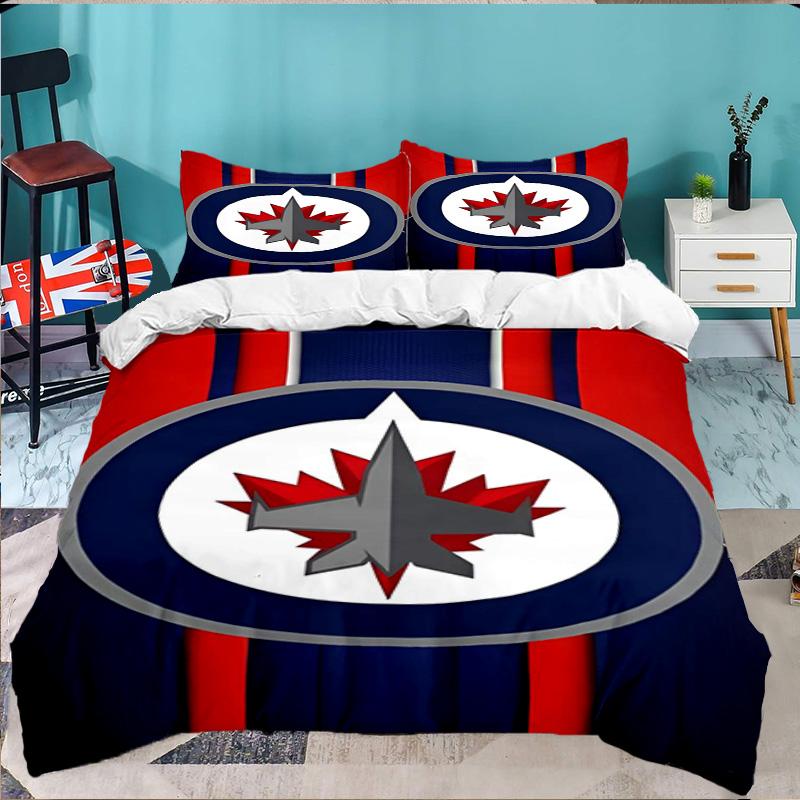 Winnipeg Crest Hockey 3PCS Bedding set,Ideal for 1pc Duvet Cover And 2pcs Pillowcases Perfect for Fan gift,Ideal for Bedroom, Dormitory