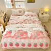 Cartoon Pink Strawberry Flannel Blanket for Kids Girls Soft Warm Lightweight Throw Blanket for Sofa Bed Traveling Camping Gifts