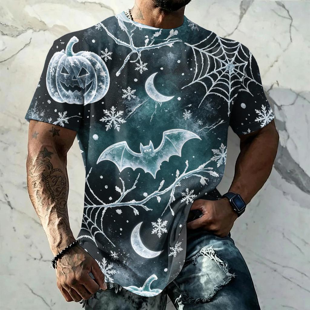 Men's Halloween Vintage Graphic T Shirt Loose Fit Breathable Short Sleeve Casual Streetwear Summer Top Comfortable Daily Wear