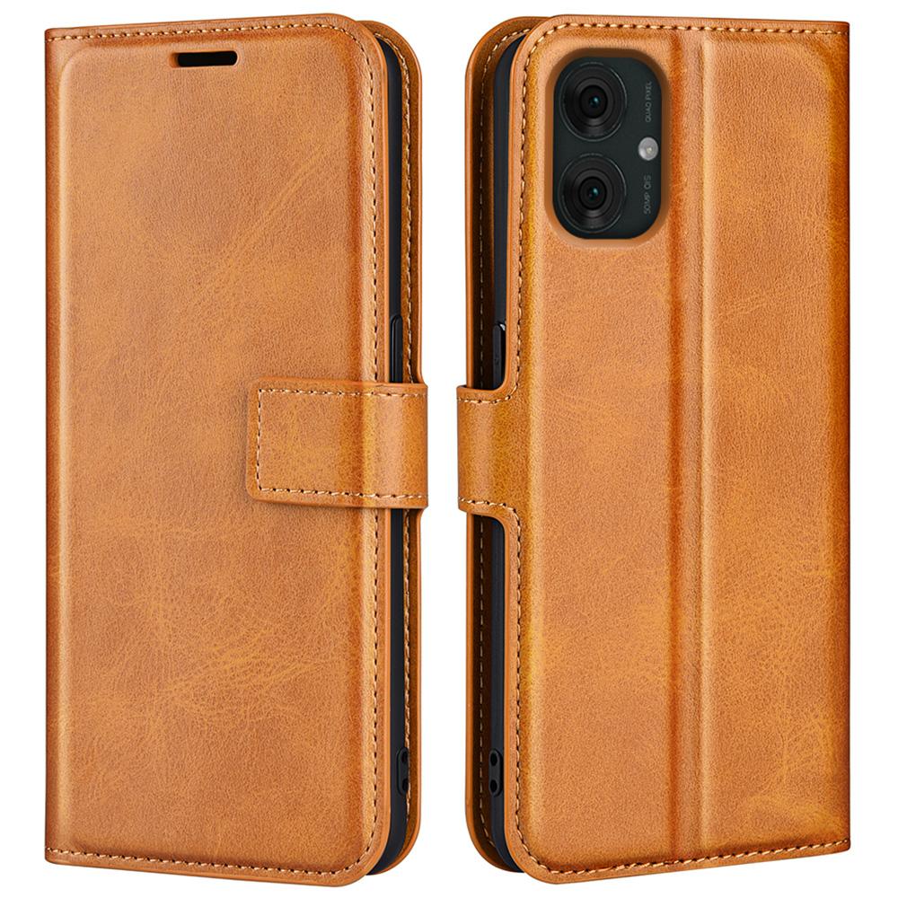 

For Motorola Moto G55 5G Stand Case Anti-Scratch Calf Texture Leather Phone Cover C