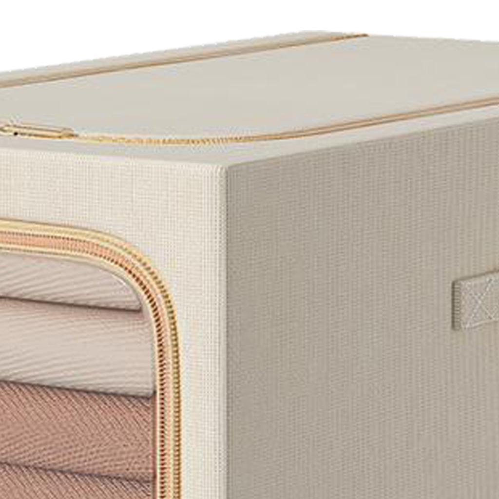 Clothes Storage Bag 50L Clothes Storage Bin Bedroom Storage Box with Metal Frame Handle 47x35x30cm