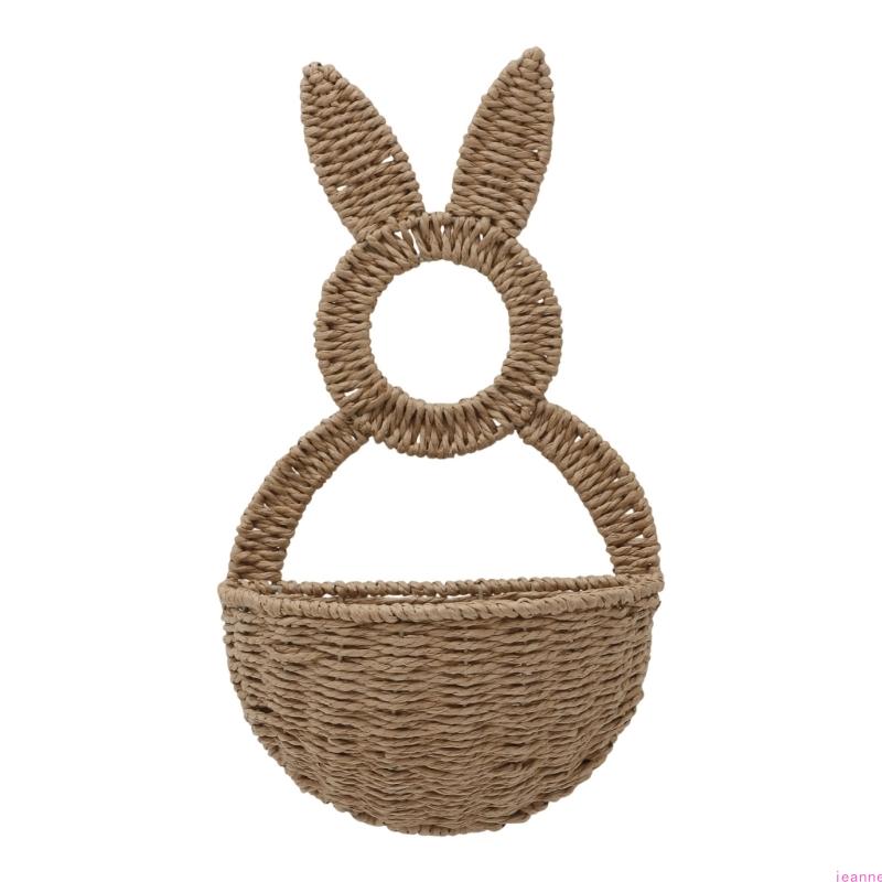 

Rabbit Shape Basket Woven Plastic Easter Basket Wall Hanging Ornament For Holiday Decoration Indoor and Outdoor Display