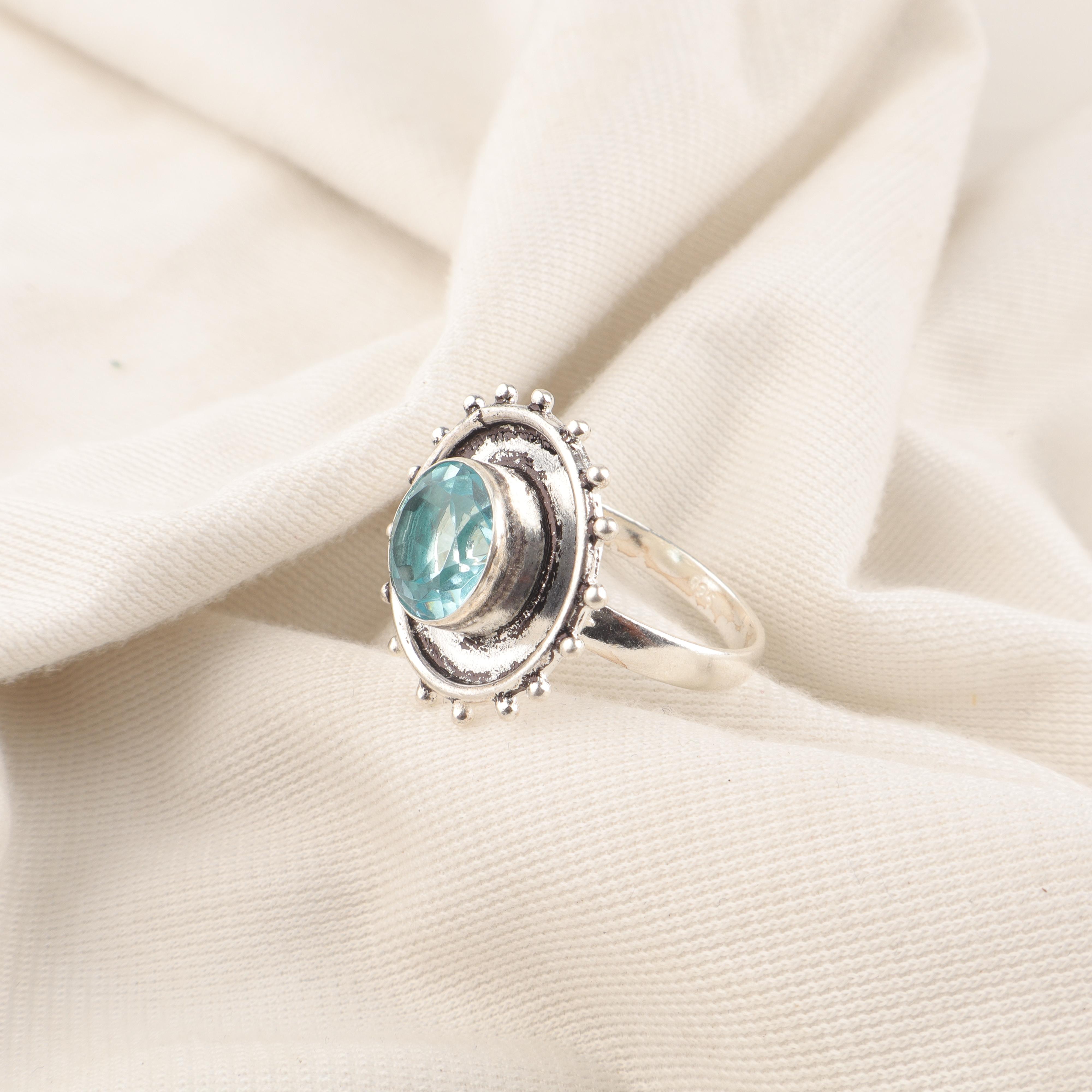 

Кольцо с драгоценным камнем Голубой Топаз, Великолепное украшение ручной работы, Ювелирное изделие из стерлингового серебра 925 пробы, Богемное кольцо для свадебного подарка 12 синий