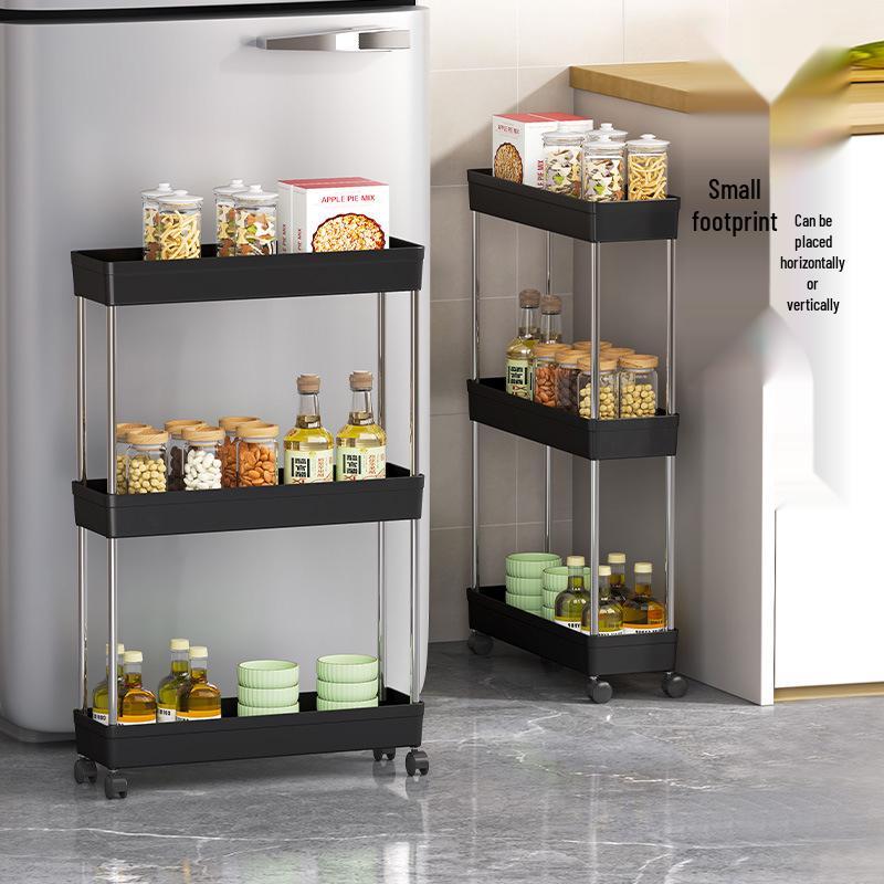 Multi-layer Rolling Storage Rack for Kitchen, Living Room, or Bathroom