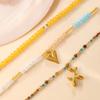 Natural stone beaded collarbone chain gentle temperament crystal color matching love puppy pendant stacked necklace