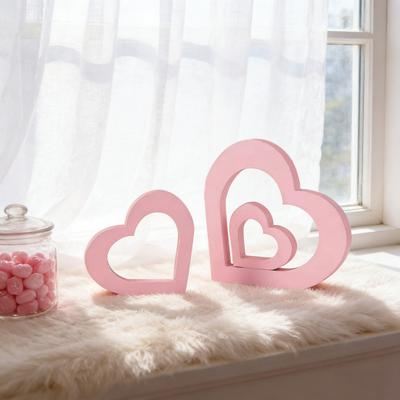 3 Pezzi Centrotavola Cuore in Legno San Valentino Romantico Segno a Forma di Cuore per Tavolo Camino Festa di Matrimonio Decorazioni per la Casa