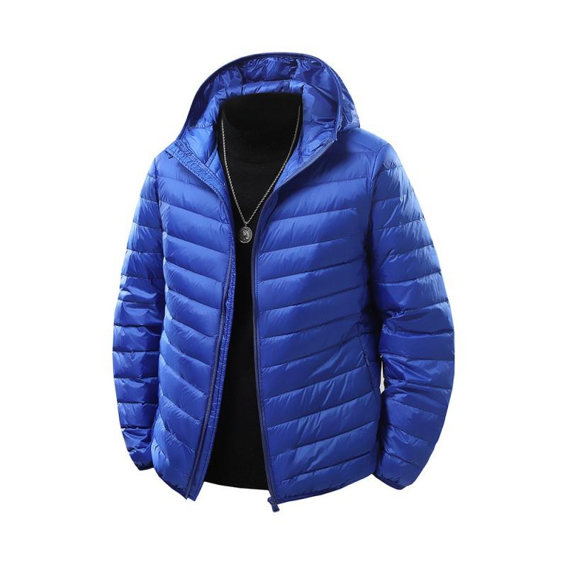 Mens Winter Down Jacket Plus Size Lightweight Warm Casual Trendy Stand Collar Hooded