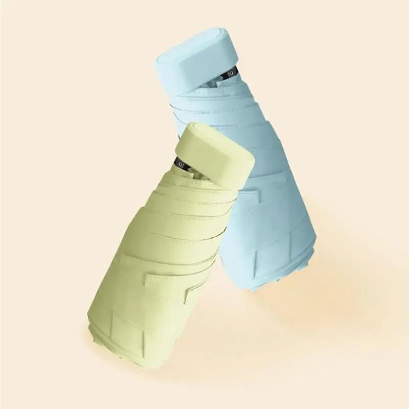 1pc Popular Multi-color Folding Portable Mini Pocket Umbrella, Six-fold Umbrella, Rainy And Sunny Dual-use Umbrella