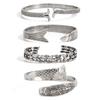 KunJoe 4 Styles Vintage Creative Lucky Fortune Fish Open Adjustable Bracelet Women HipHop Punk Silver Color Metal Bangle Jewelry
