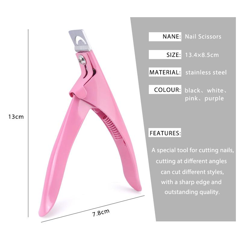 Nail Cutter Professional Fake Nail Cipper Tips Cutter U Type Acrylic Fake Nail Edge Trimmer Stainless Steel Nail Manicure Tools
