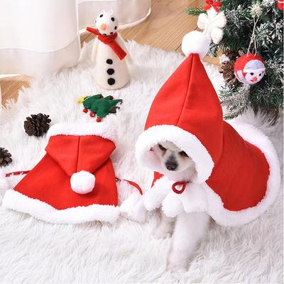 Pet Christmas Puppy Clothes Autumn Winter Warm Cloak Cat Fashion Wool Hoodie Small Dog Cute Jacket Puppy Costume Poodle Maltese