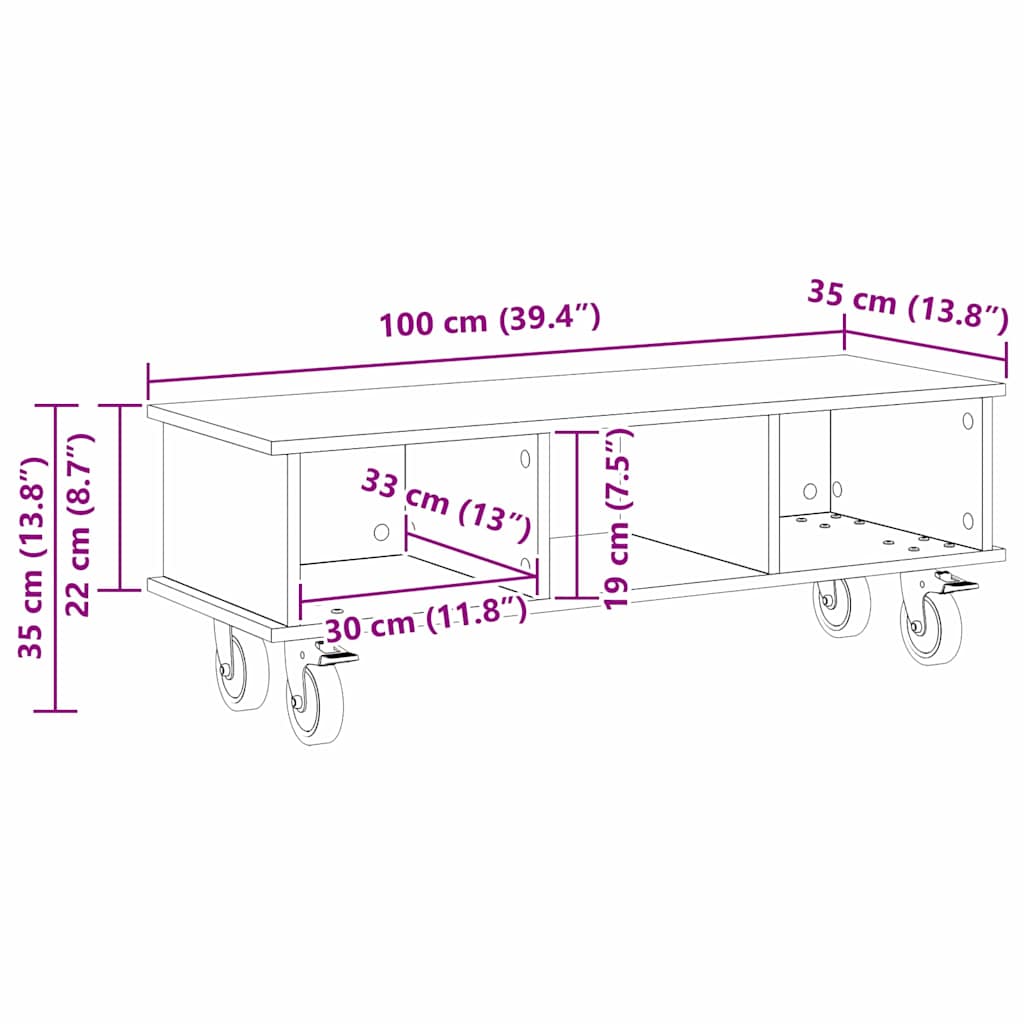 TV-Ständer Holzoptik recycelt 100 x 35 x 35 cm Holzwerkstoff