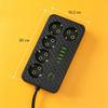 EU Plug Power Strip Multi AC Outlets Socket 2 Meters Extension Cord Overload Protection for Home Office