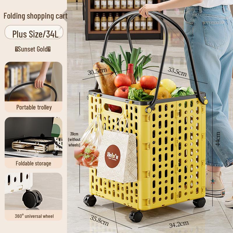 Foldable Multi-Functional Handcart: Compact Trailer for Shopping, Vegetables, and Express Pickups