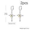 Vnox Zircon Cross Drop Earrings for Men Women, Copper Metal Pierced Hoop Dangle Earrings, Fashion Party Unisex Jewelry Gifts New