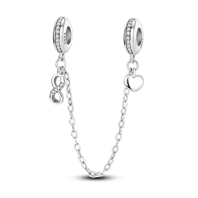 Copper Star Crescent Sun Earth Safety Chain Piece Fit Original Wrist Bracelet Beaded Designer Charms Necklace Female Jewelry