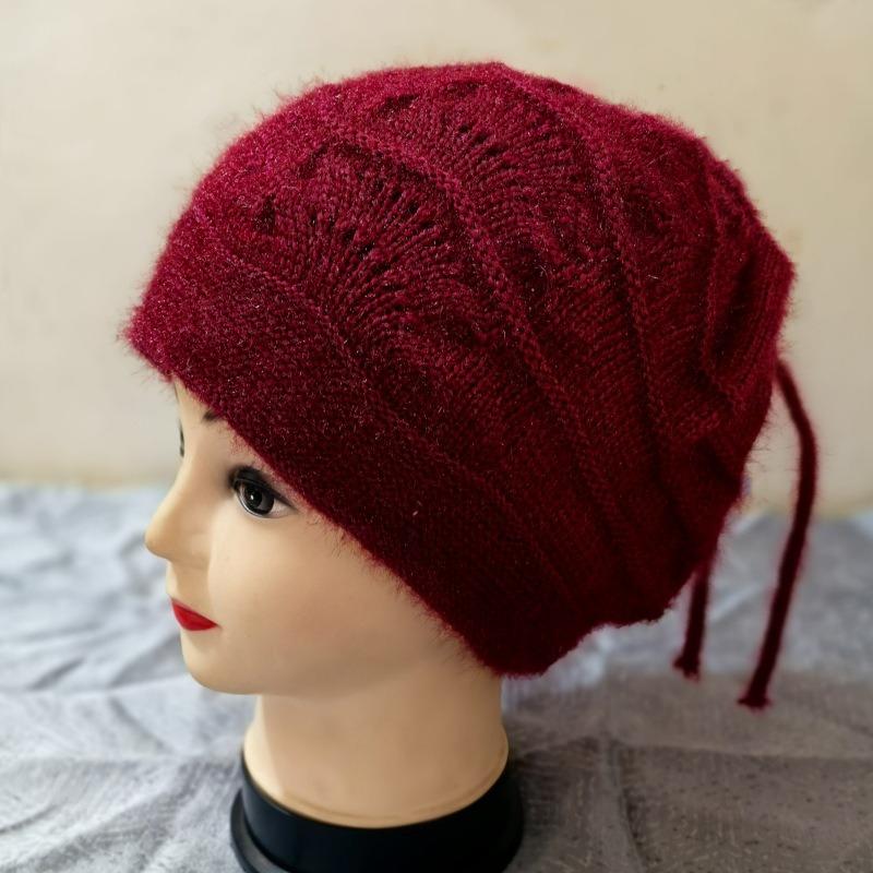 Hats, Ladies' Hats, Pullover Hats, Drawstring Style, Stacked Hats, Double-layer, Warm, Knitted, Woolen Hats