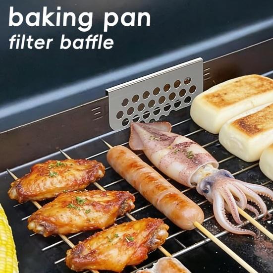 Griddle Grease Gate for Blackstone Stainless Steel BBQ Cooking Accessory with Adjustable Buckle Quick Install Grease Filter Cover Compatible Grill