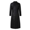 Collar Solid Color Windbreaker Leather Slim Long Leather Jacket Coat