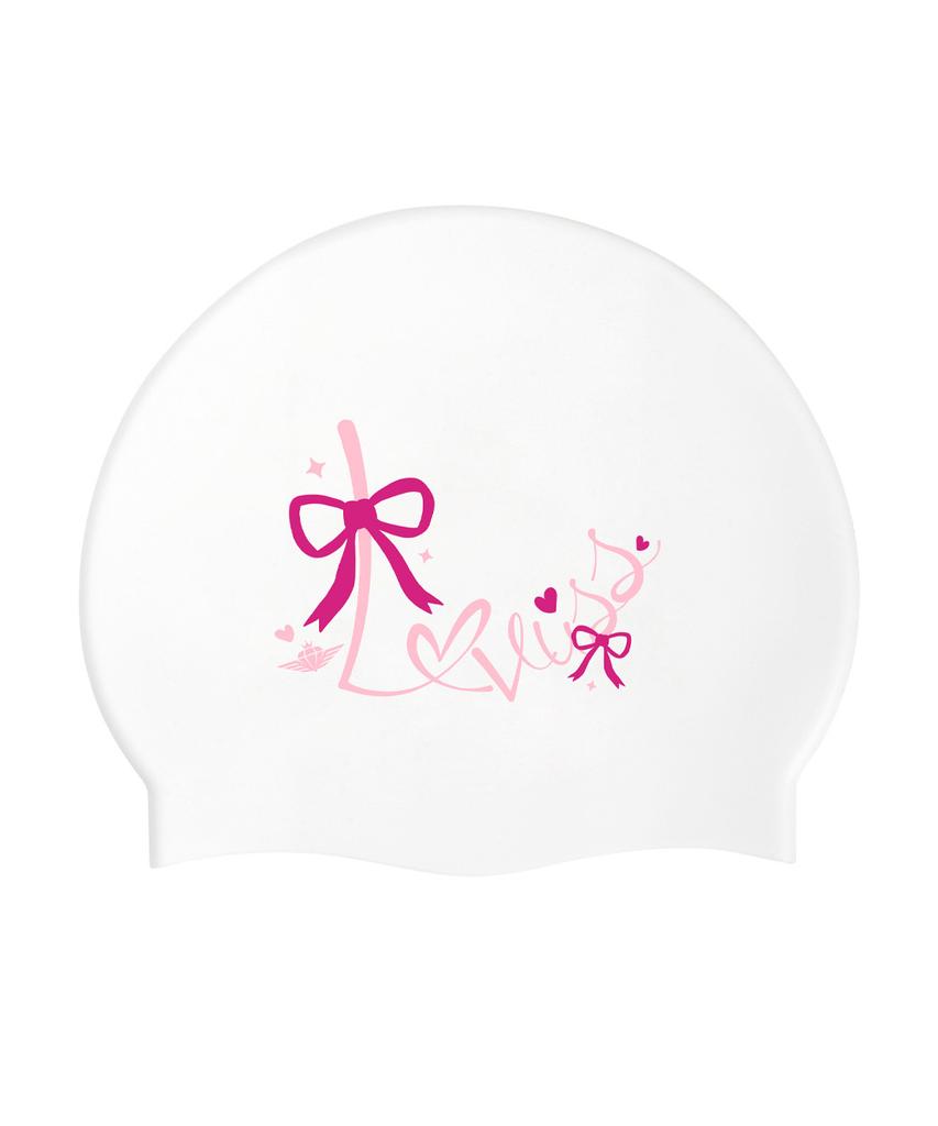 Jeikeoseu Love White Silicone Swim Cap 194C