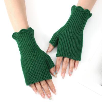 Kurze gestrickte Handschuhe mit schwarzem Pilzrand, fingerlose Halbhandschuhe für weibliche Schülerinnen, um sich beim Schreiben im Herbst und Winter warm zu halten
