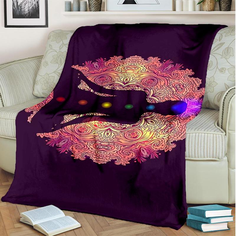 1PC Yoga Elements printed blanket, all season lightweight home office outdoor nap multifunctional blanket A11