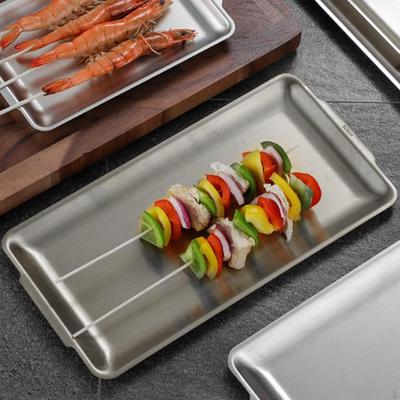 Edelstahl Serviertablett Metall Lebensmittel Matte Gericht Rechteck Teller Organizer