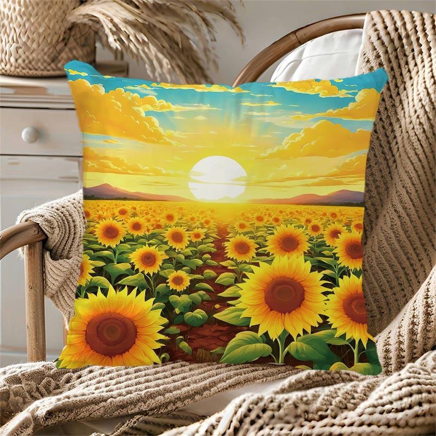 Butterfly Sunflower Series Throw Pillow Covers With Digital Printing Of Short Plush Fabric Car-Shaped Sofa Cushion Home Decor