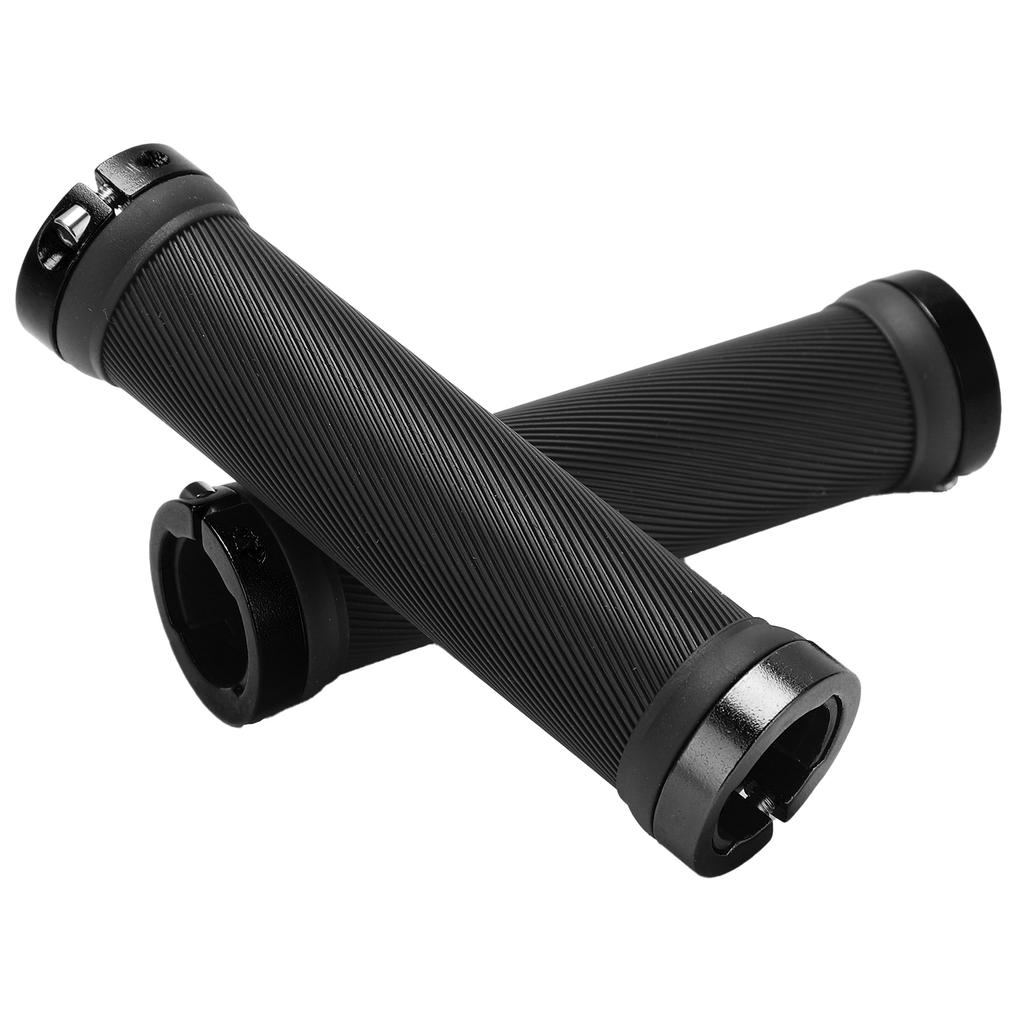 2pcs Bike Grips Rubber Anti Slip Handlebar with Plastic Covers for 22mm Road Mountain Replacement