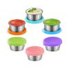 Sauce Cup Silicone Cover Leak-Proof Salad Tomato Sauce Bento Saucer 304 Stainless Steel Sauce Cup With Cover Small Storage Box