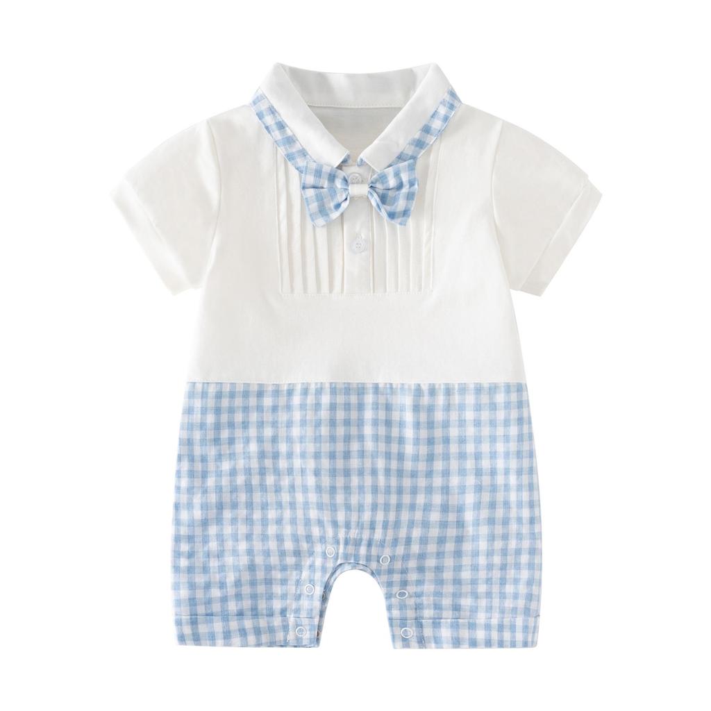 Newborn Boy Handsome Romper - Super Cute Summer Outfit for 100 Days, Spring & Autumn; Perfect for Crawling & Outings