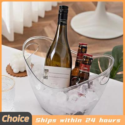 4L Clear Ice Bucket Beverage Tub Handle Cooling Large Ice Bucket for Wine Champagne Bar Supplies for Family Wine Beer Chiller