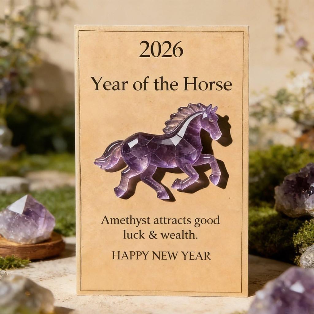 3D Lucky Crystal Horse with Card Horse Collectible Figurine Symbol Strength New Beginnings for Good Luck Decorative Gift