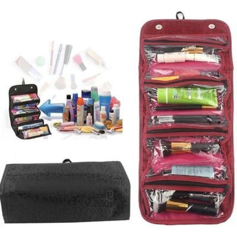Compact And Stylish Cosmetic Organiser Roll And Go Cosmetic Bag With 4 Zippered Compartments