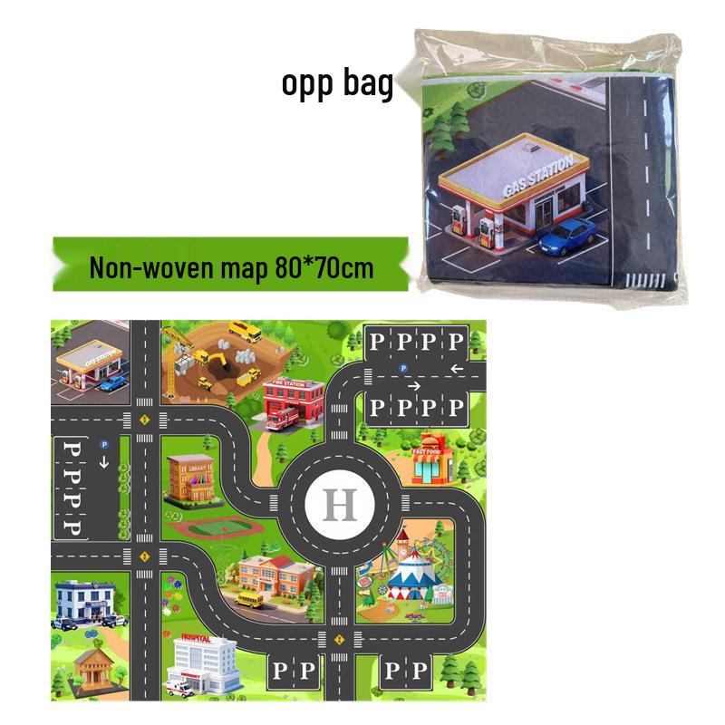 English City Traffic Play Mat: Anti-Wrinkle Firefighter Scene for Kids’ Cars