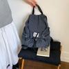 Karomuster Raffung Schultertaschen Koreanische Studenten Schultasche Trendige Rucksack mit Kordelzug Herren Damen
