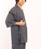Edoten and Dyed In Small Ajiro Weave Medium Men's Shijira-ori Jinbei, Thread, Sewn, Japan, Gray, 5003GY,