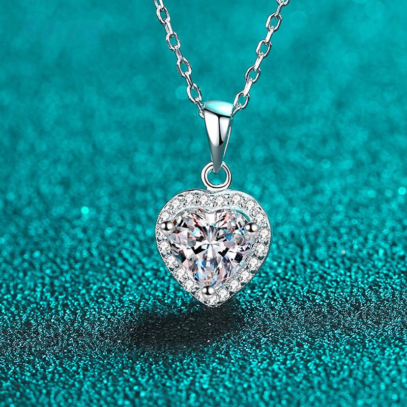 

D цвет 1 карат сердце огранки муассанит ожерелье для женщин бесцветный классический кулон 100% стерлинговое серебро S925 ювелирные изделия-цепочка