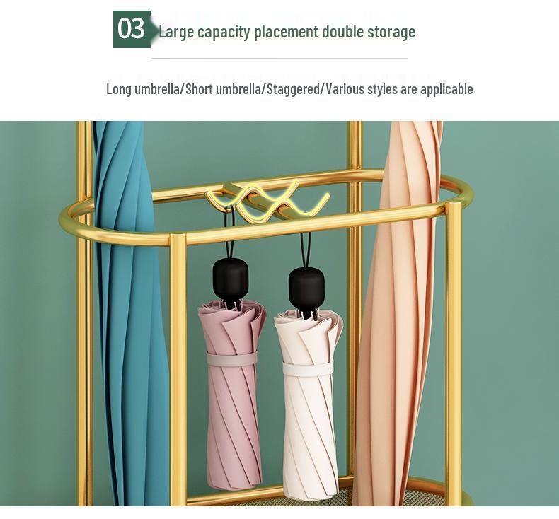 Elegant Wrought Iron Umbrella Stand with Drainage for Entryways