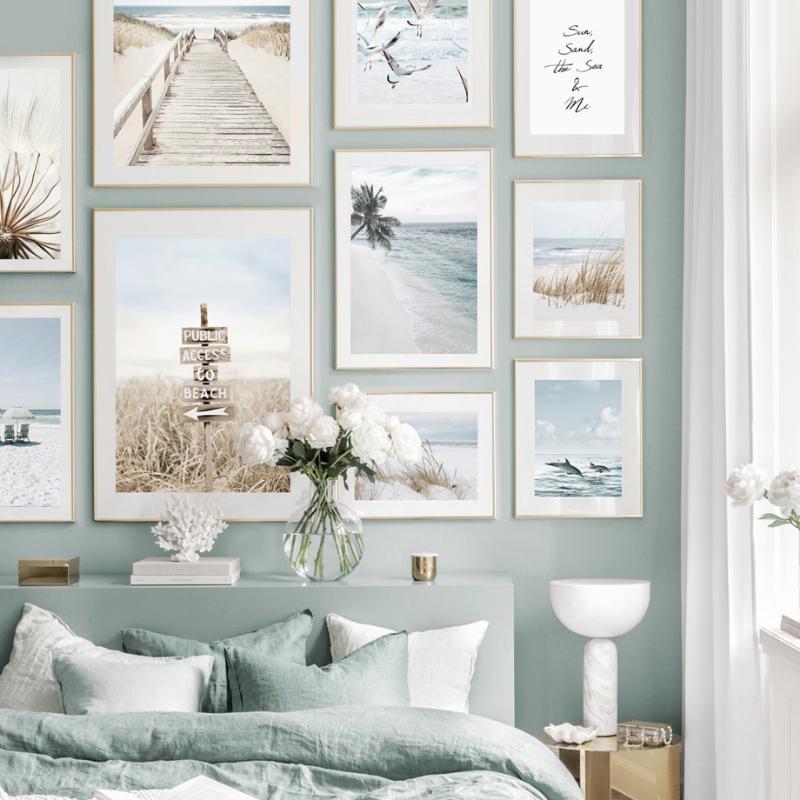 Nordic Posters Reed Dandelion Dolphin Sea Beach Flower Wall Art Canvas Painting And Prints Wall Pictures For Living Room Decor