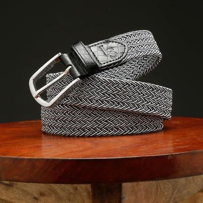 Men's Braided Elastic Stretch Belt with Leather Tipped End Stretchable Canvas Waist Band for Men Women Boys Girls Unisex