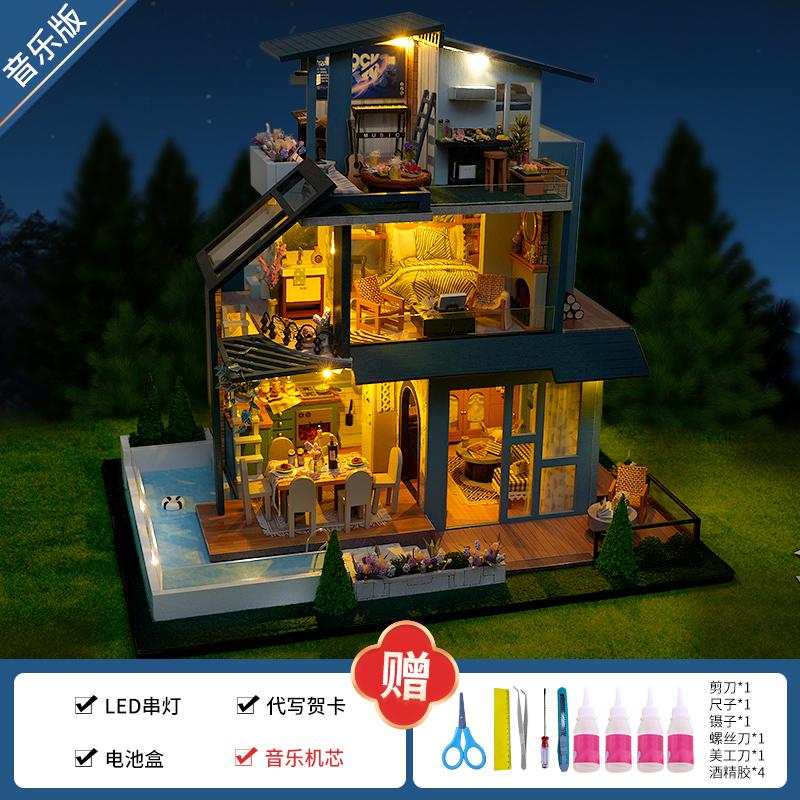 Handmade Villa Assembly Model, Architectural Creative Toy for Adults, Birthday Gift for DIY Model Builders