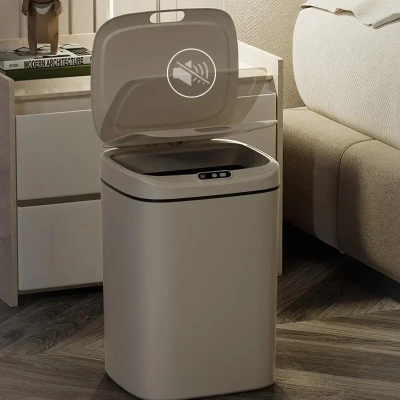16L Smart Sensor Trash Can Waterproof Garbage Storage Box with Lid Three-sensor Mode USB Bathroom Kitchen Bedroom Wastebasket