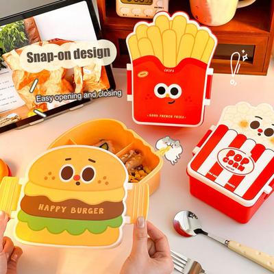 Ланч-бокс Форма Гамбургера та Чіпсів Безпечний Харчовий Герметичний Непротікаючий Контейнер для Їжі Офісний Ланч Ланч-бокс для Збереження Свіжості