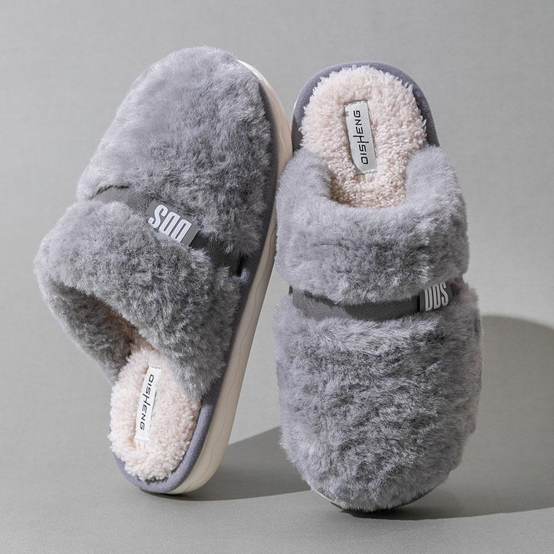 Fleece Thickened Cotton Slippers Women's Season Non-slip Warm Thick Bottom Household Slippers Indoor Home Cotton Mop