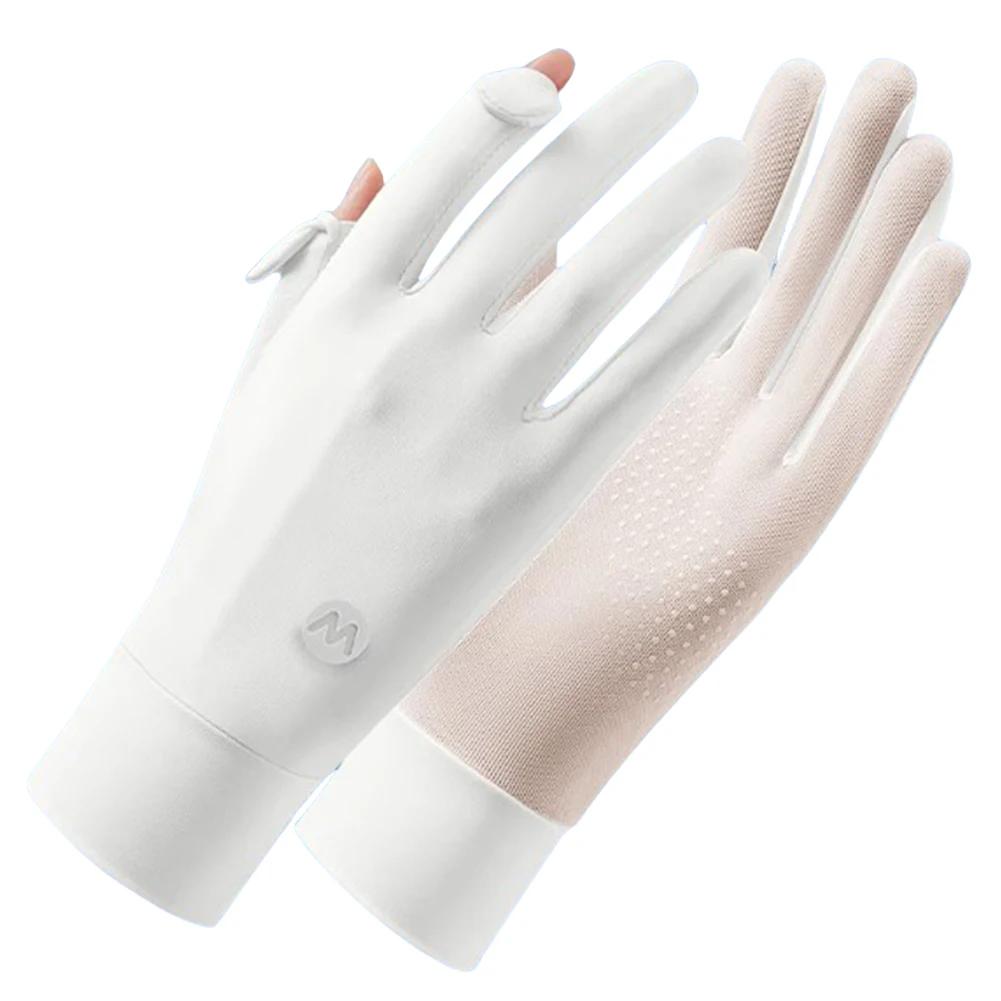 Women UV Sun Protection Gloves Breathable Touchscreen Sunblock Gloves Non Slip Ice Silk Cycling Gloves for Cycling Driving