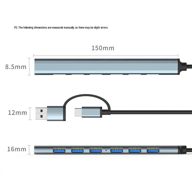 Aluminum Alloy 7-Port USB 3.0 Hub Expander & Docking Station