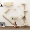 ZENATERRA Seven-Part Wooden Cat Wall Furniture Set with Three Cat Trees and Four Steps
